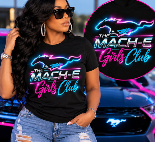 Mach-E Girls Club | Neon Design modeled on a woman