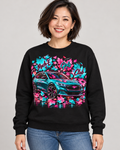 Mach-E Girls Club | Fall Leaves - Teal Car modeled on a woman